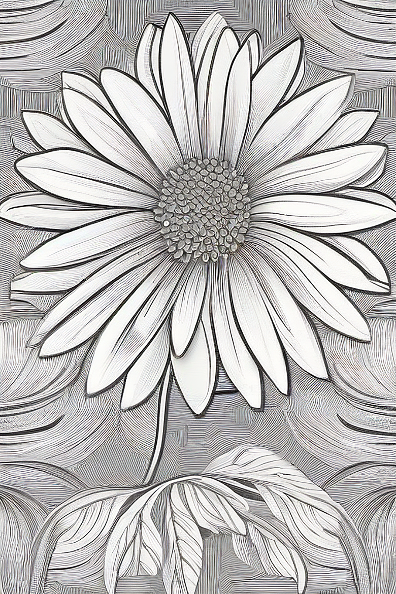 菊花线描作品细腻优雅的轮廓