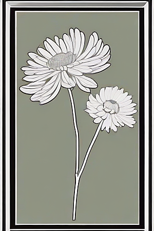 手绘植物插画纯白背景菊花