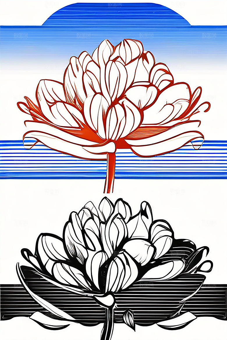 手绘植物插画纯白背景菊花
