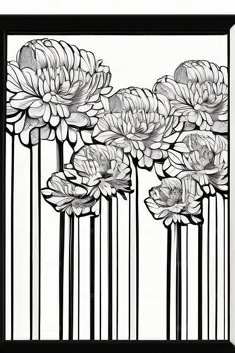 手绘植物插画纯白背景菊花
