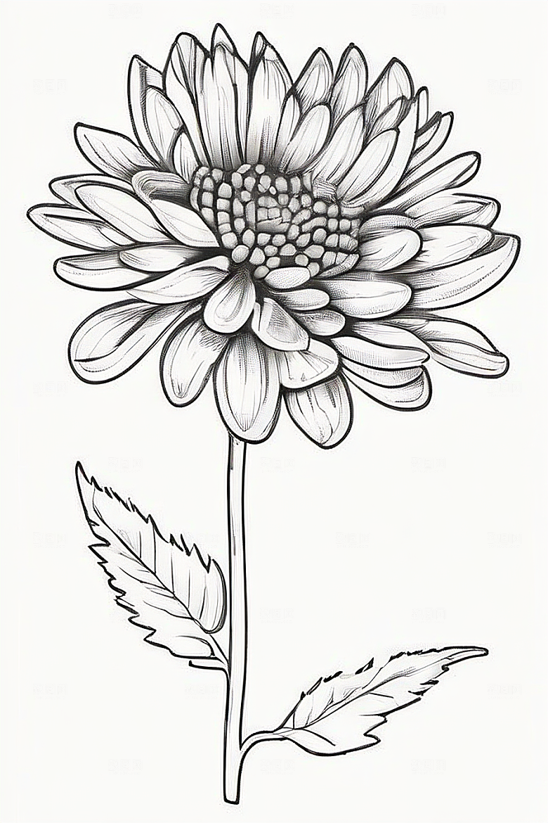 细腻优雅的菊花线描作品
