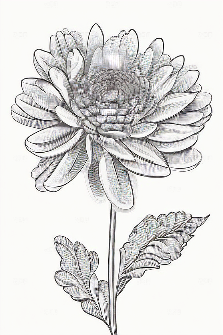 细腻优雅的菊花线描作品