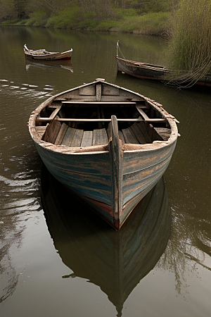 老船新颜木船在河上航行