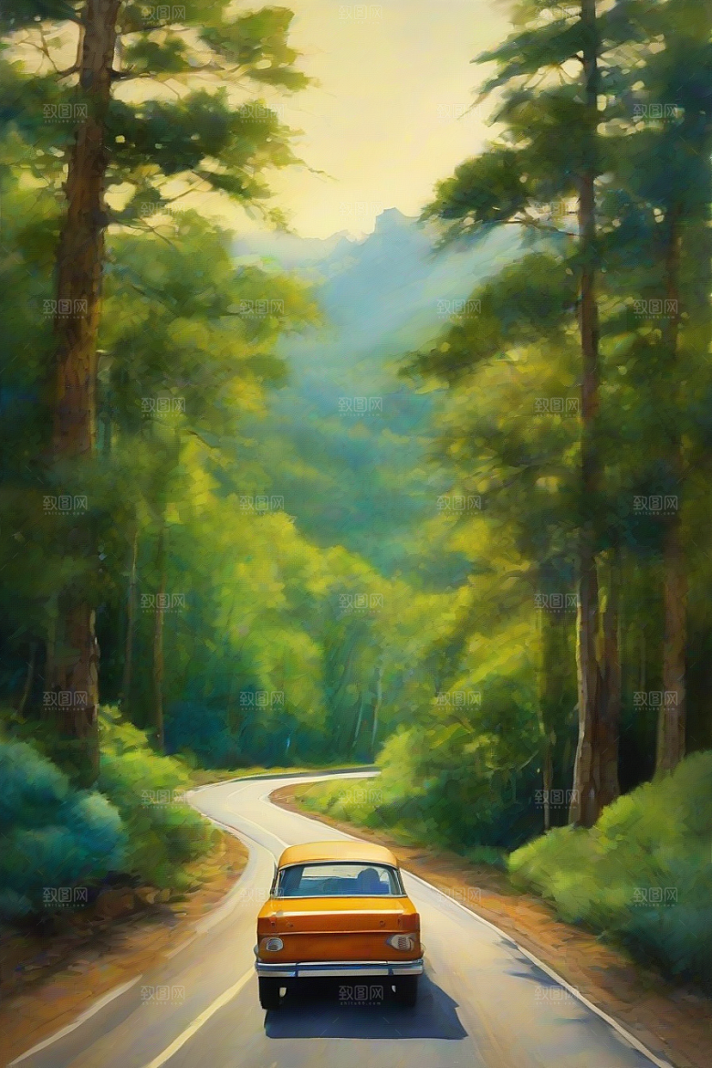 自由探索驾驶在风景如画的公路上