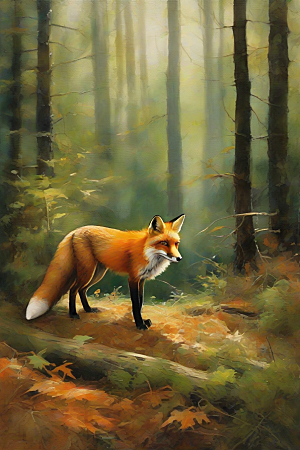 狡黠之狐森林中的狩猎者