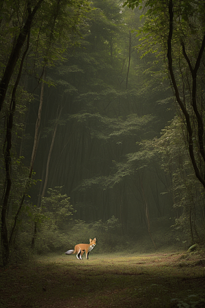 森林狡猾狐狸的狩猎之旅