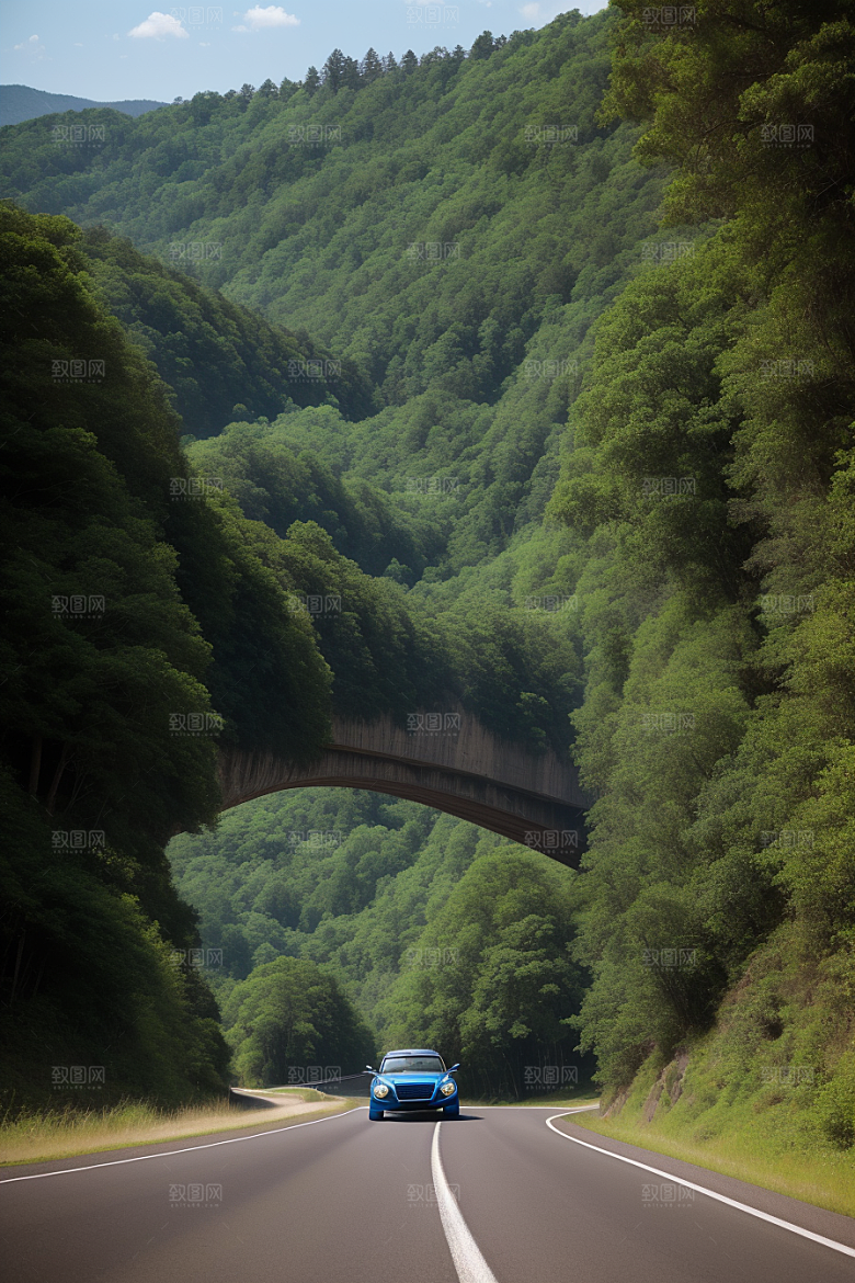 自由探索驾驶在风景如画的公路上