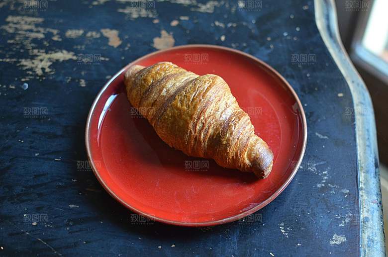 美食摄影可颂特写素材