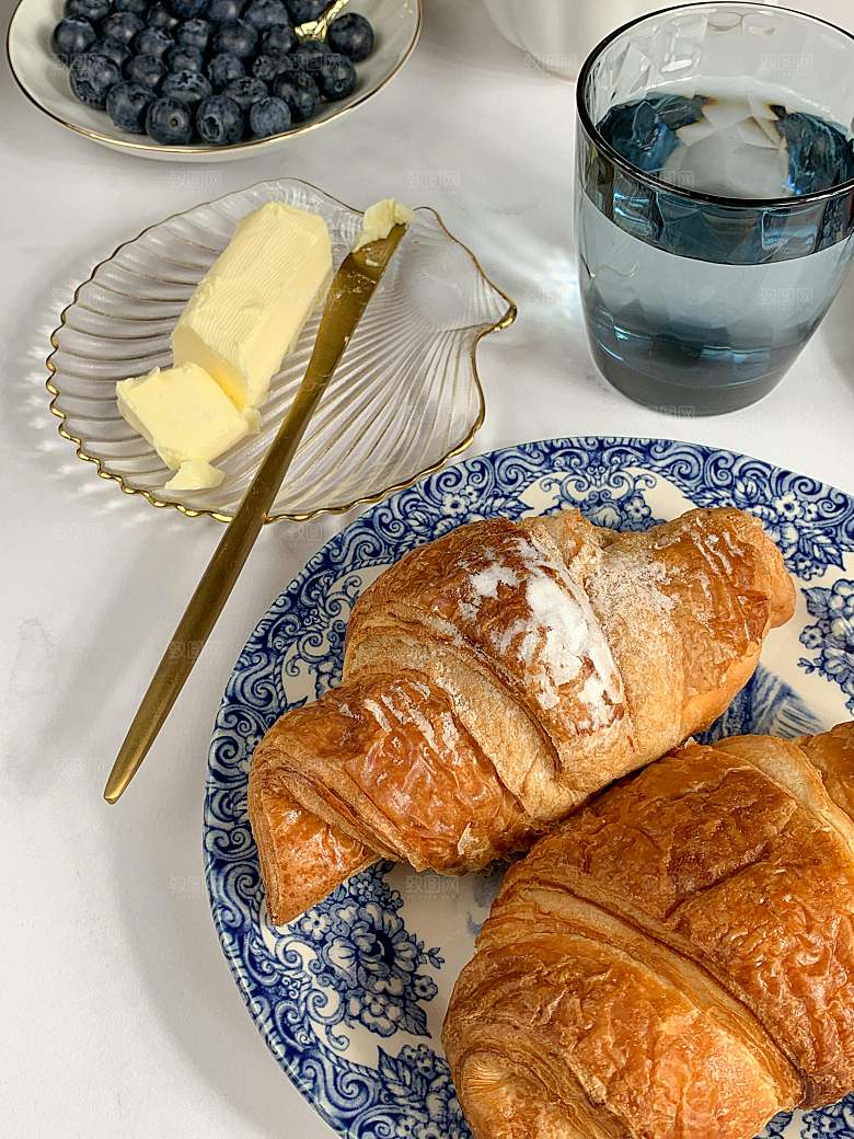 美食摄影可颂特写素材