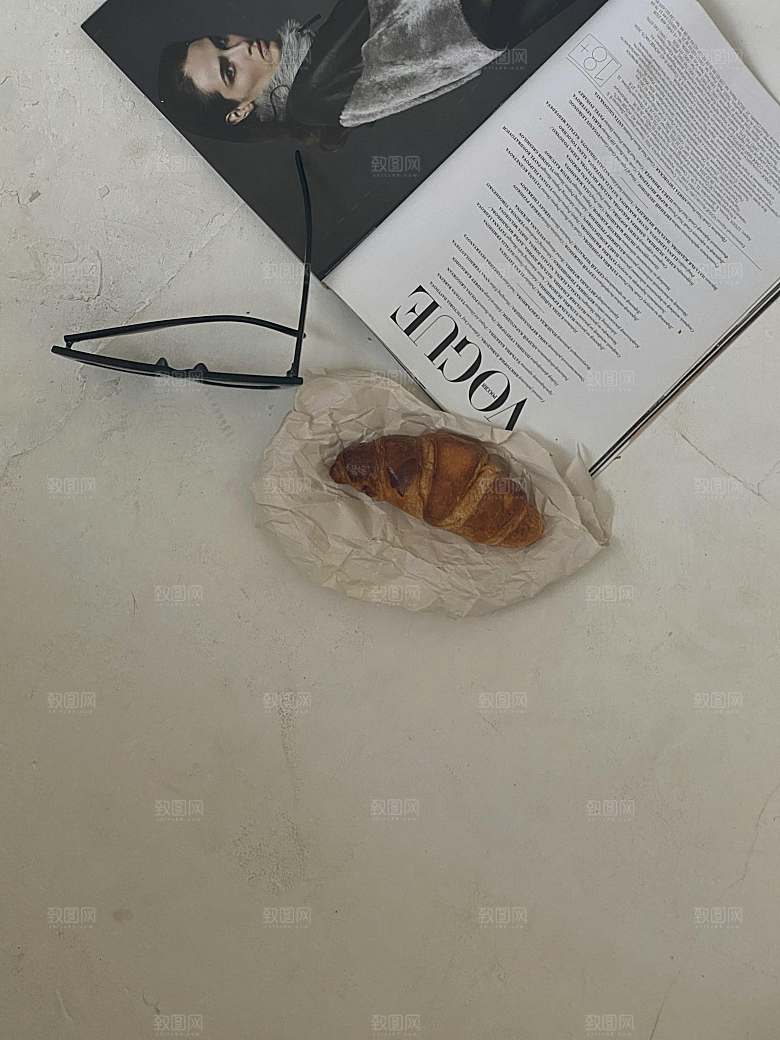 法式可颂面包摄影素材