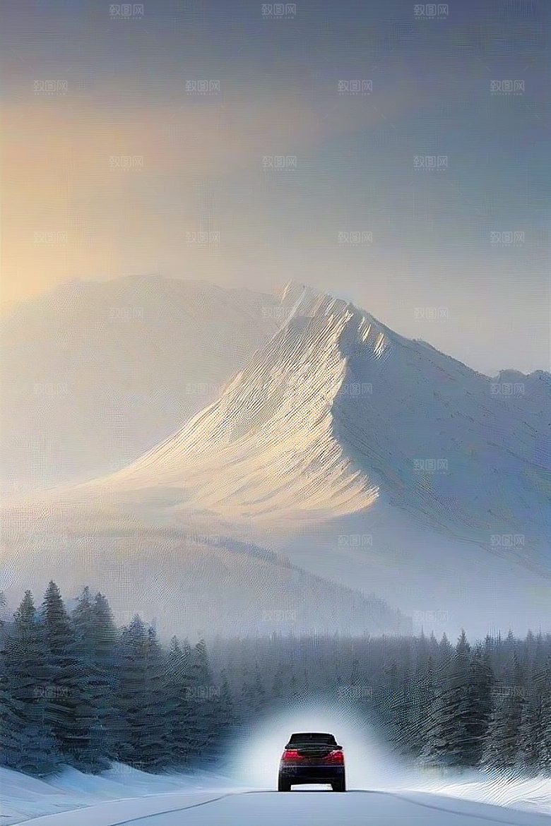 雪山探索驾驶在雪域之间的壮丽冒险