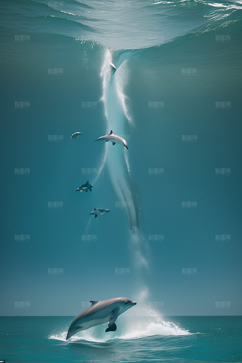 海豚与海岸森林的和谐共舞