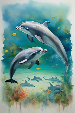 迷人海岸森林跃动海豚的奇妙世界