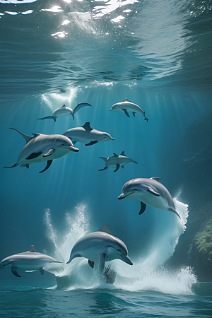 迷人海岸森林跃动海豚的奇妙世界