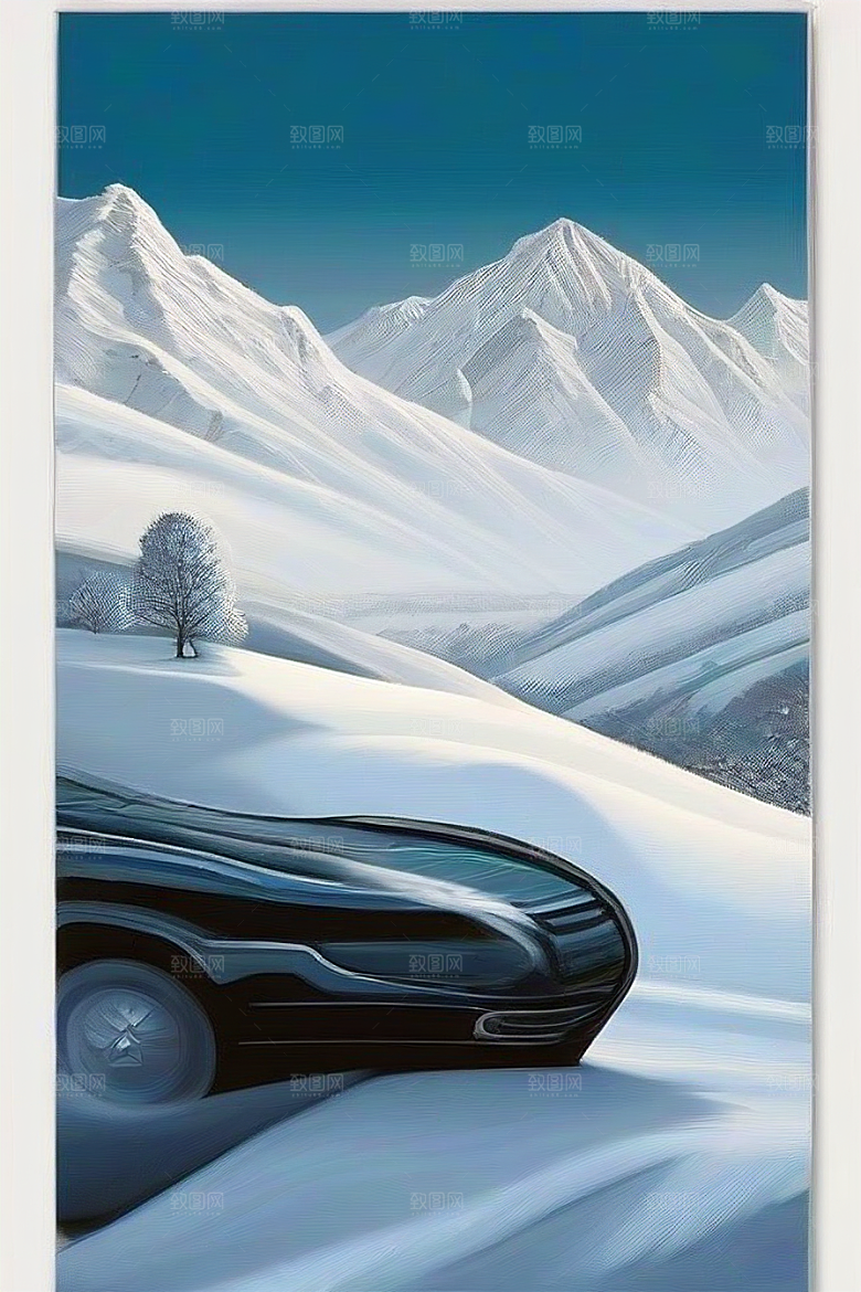 雪山奇遇驾驶在雪山间的壮丽冒险