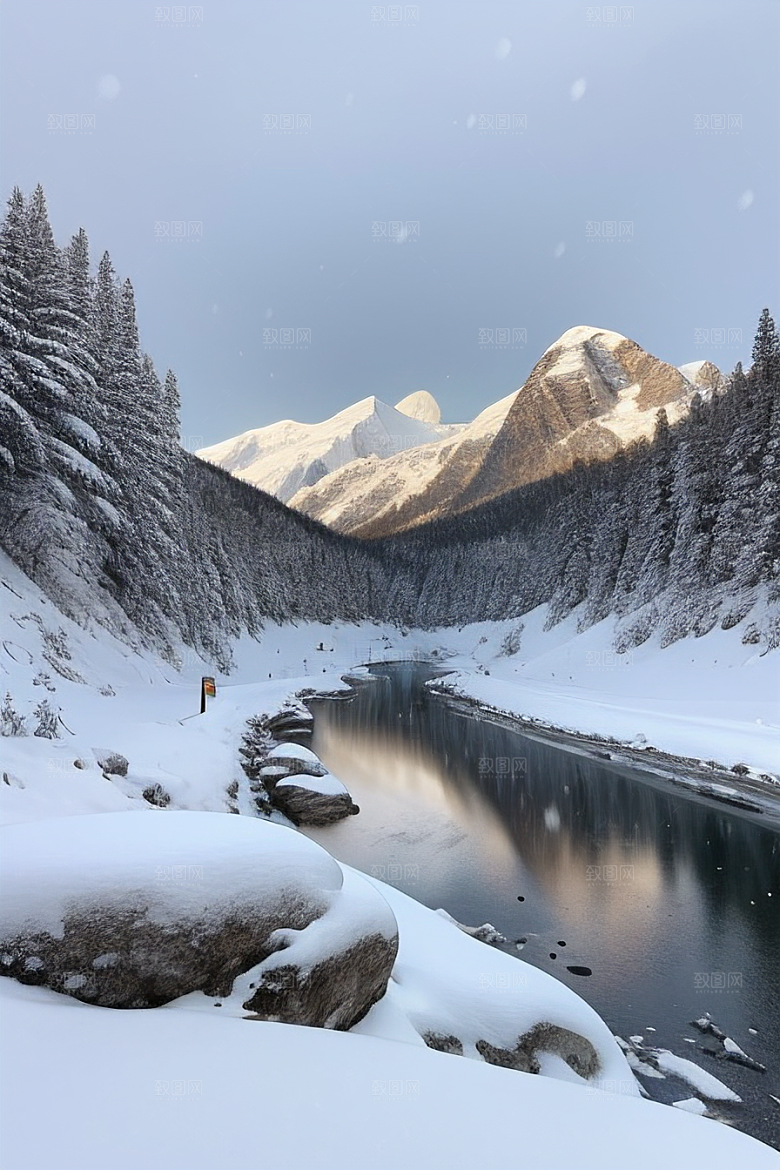 雪山风景冰雪世界中的壮丽画卷