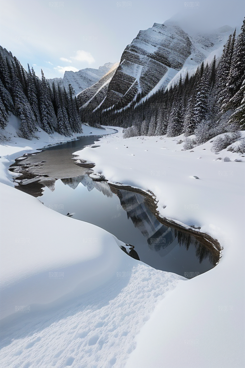 雪山风景冰雪世界中的壮丽画卷