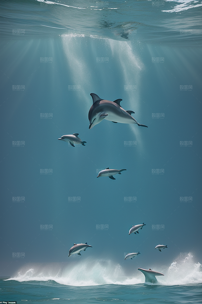 海豚的自由之舞海岸森林中的活力绽放