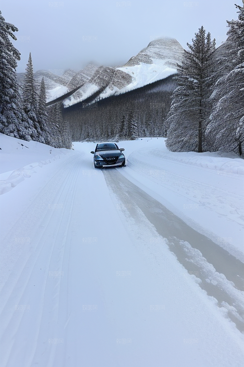 冰雪自由驾驶在雪山中的自由之旅