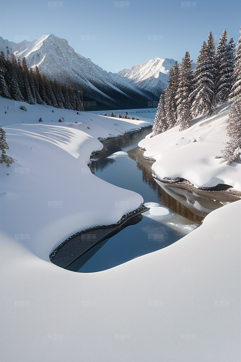 冰雪奇观驾驶在雪山间的壮丽冒险