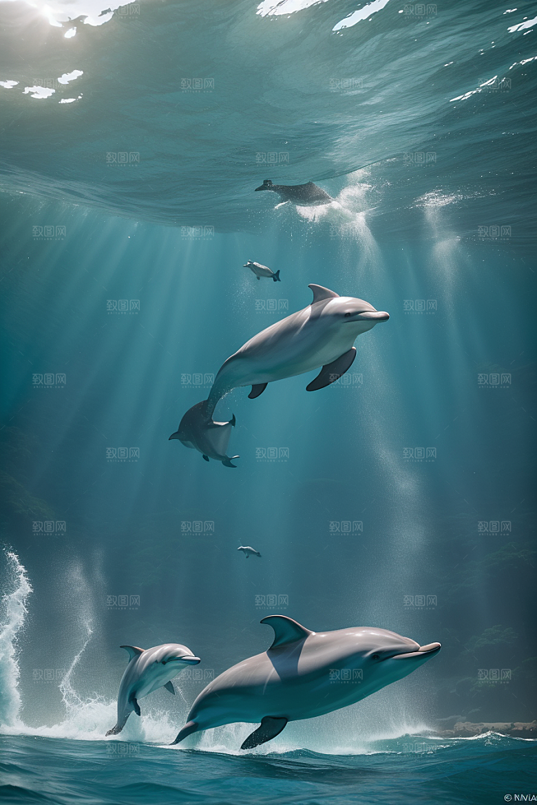 海豚与海岸森林的和谐共舞