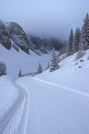 雪山风光冰雪世界中的壮丽画面