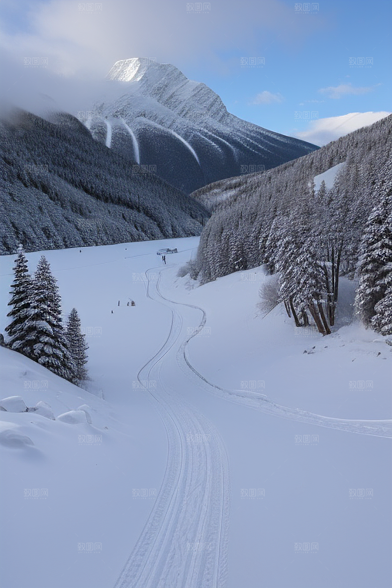 雪山风光冰雪世界中的壮丽画面