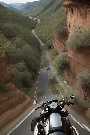 壮丽飞驰摩托穿越峡谷的速度与壮观