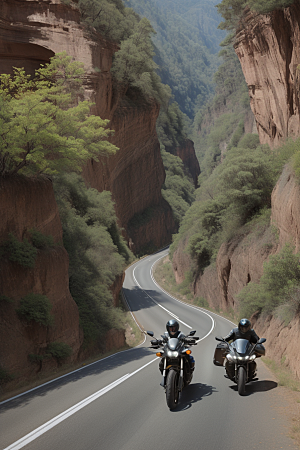壮丽风光摩托穿越峡谷的速度与美景