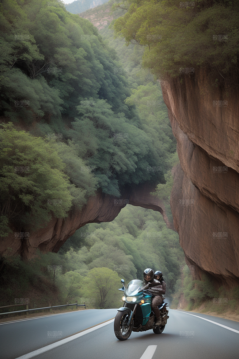 壮丽风光摩托穿越峡谷的速度与美景