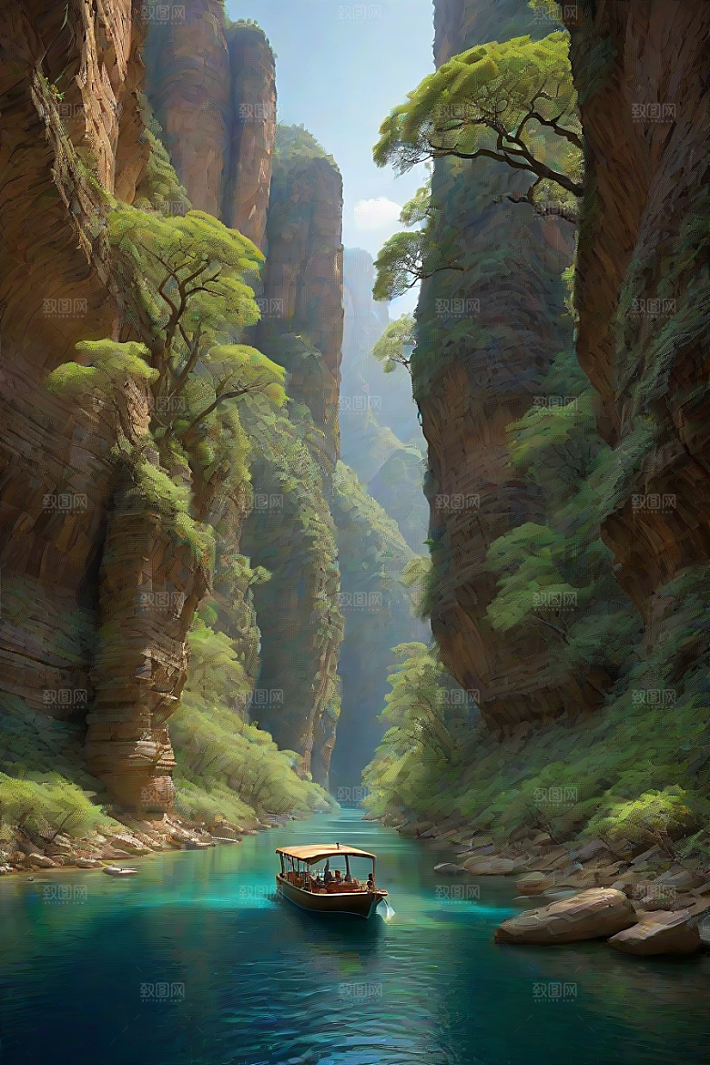 航行探险穿越壮丽峡谷的船只之旅