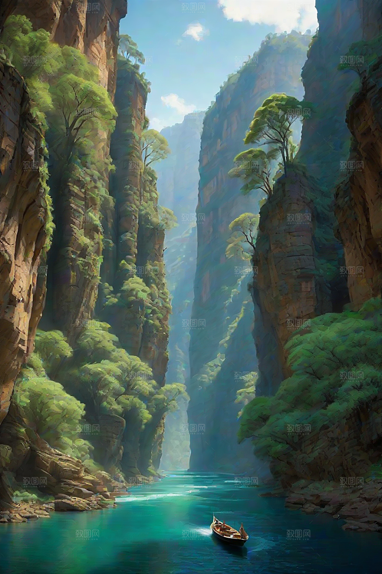 航行探险穿越壮丽峡谷的船只之旅