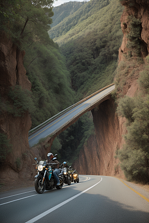 峡谷风光摩托征服自然风光的壮丽之旅