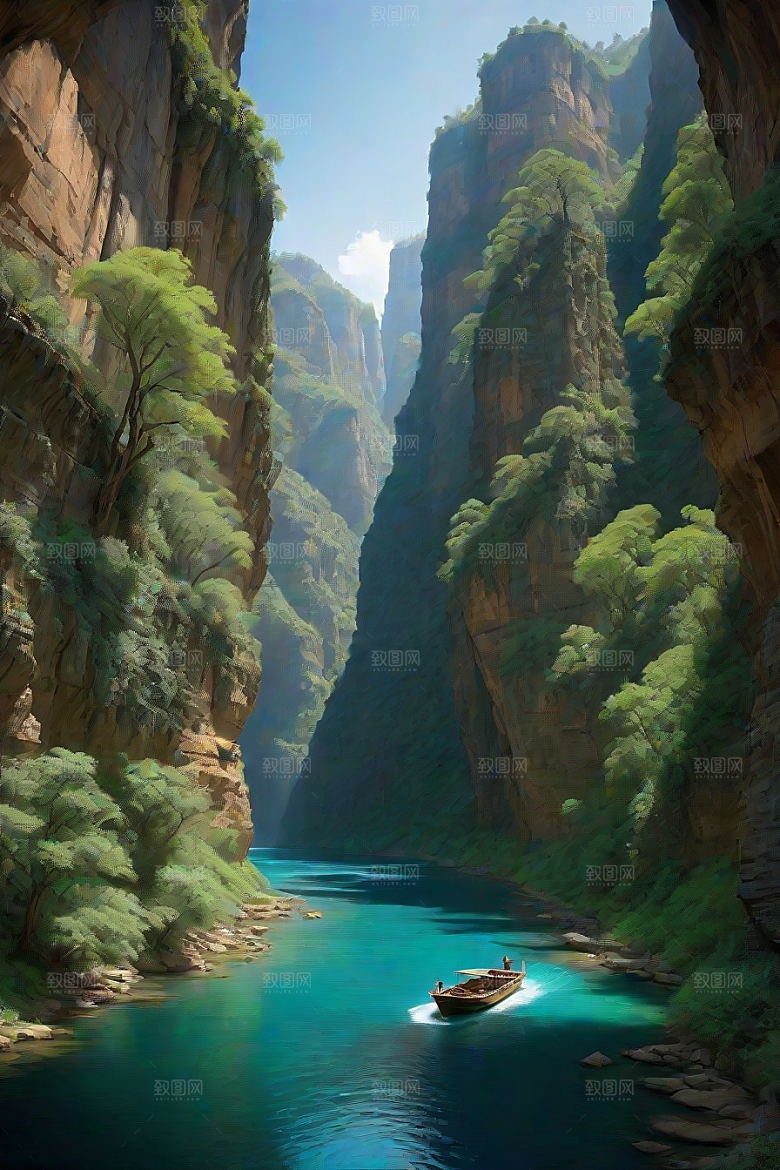 航行探险穿越壮丽峡谷的船只之旅