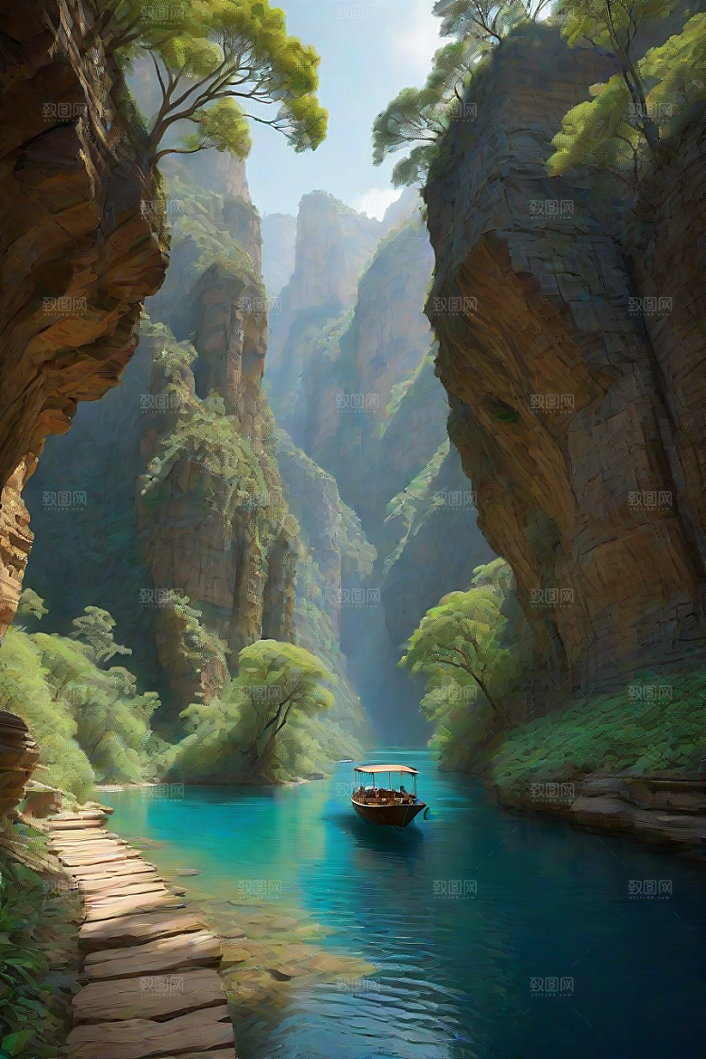 航行探险穿越壮丽峡谷的船只之旅