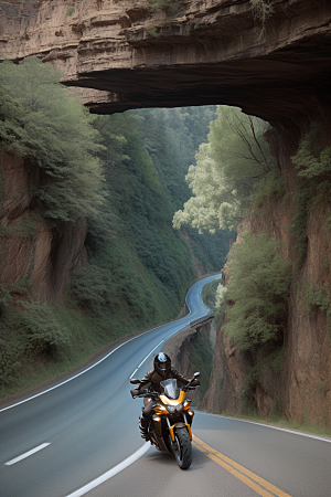 壮丽峡谷摩托驰骋自然风光的壮观之旅
