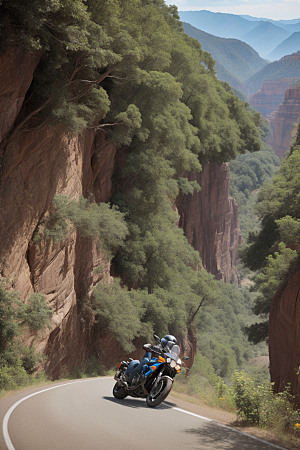 壮丽峡谷摩托驰骋自然风光的壮观之旅