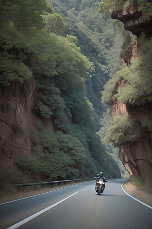 峡谷狂飙摩托穿越自然风光的速度与激情