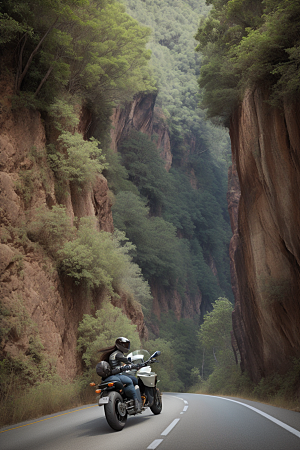 峡谷狂飙摩托穿越自然风光的速度与激情