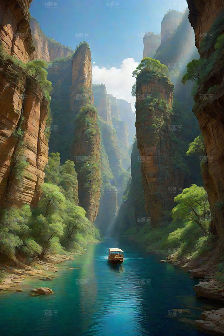 壮丽峡谷航行探险的深蓝之旅