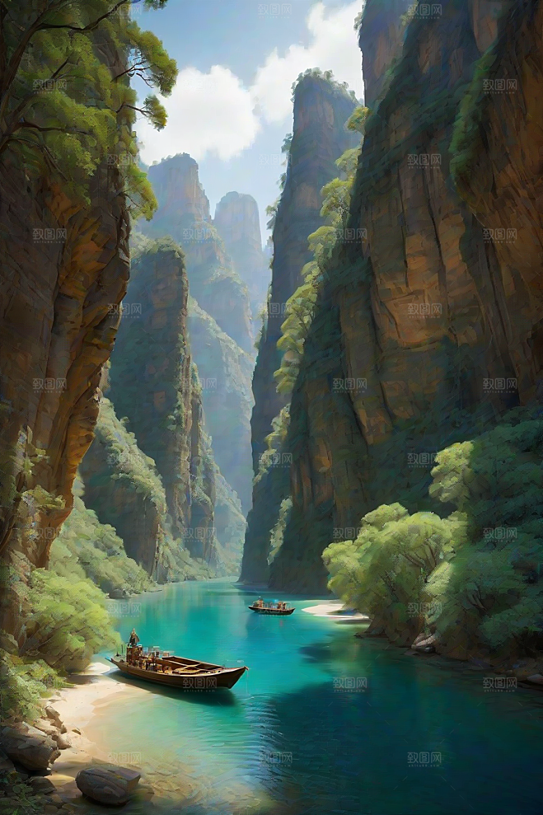 壮丽峡谷航行探险的深蓝之旅