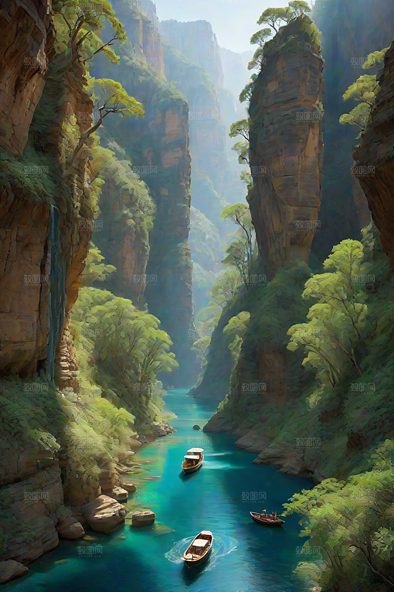 壮丽峡谷航行探险的深蓝之旅