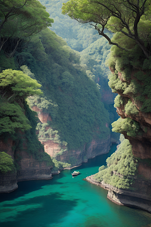 壮丽岛屿船只驶过的探险与宁静之旅