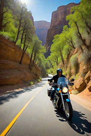冒险之旅摩托穿越壮丽峡谷的速度与冒险