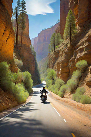 冒险之旅摩托穿越壮丽峡谷的速度与冒险