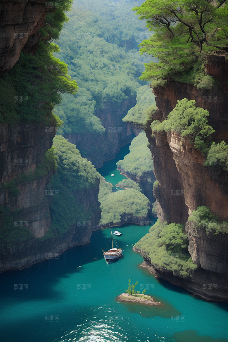 壮丽水境船只驶过的探险与宁静之旅