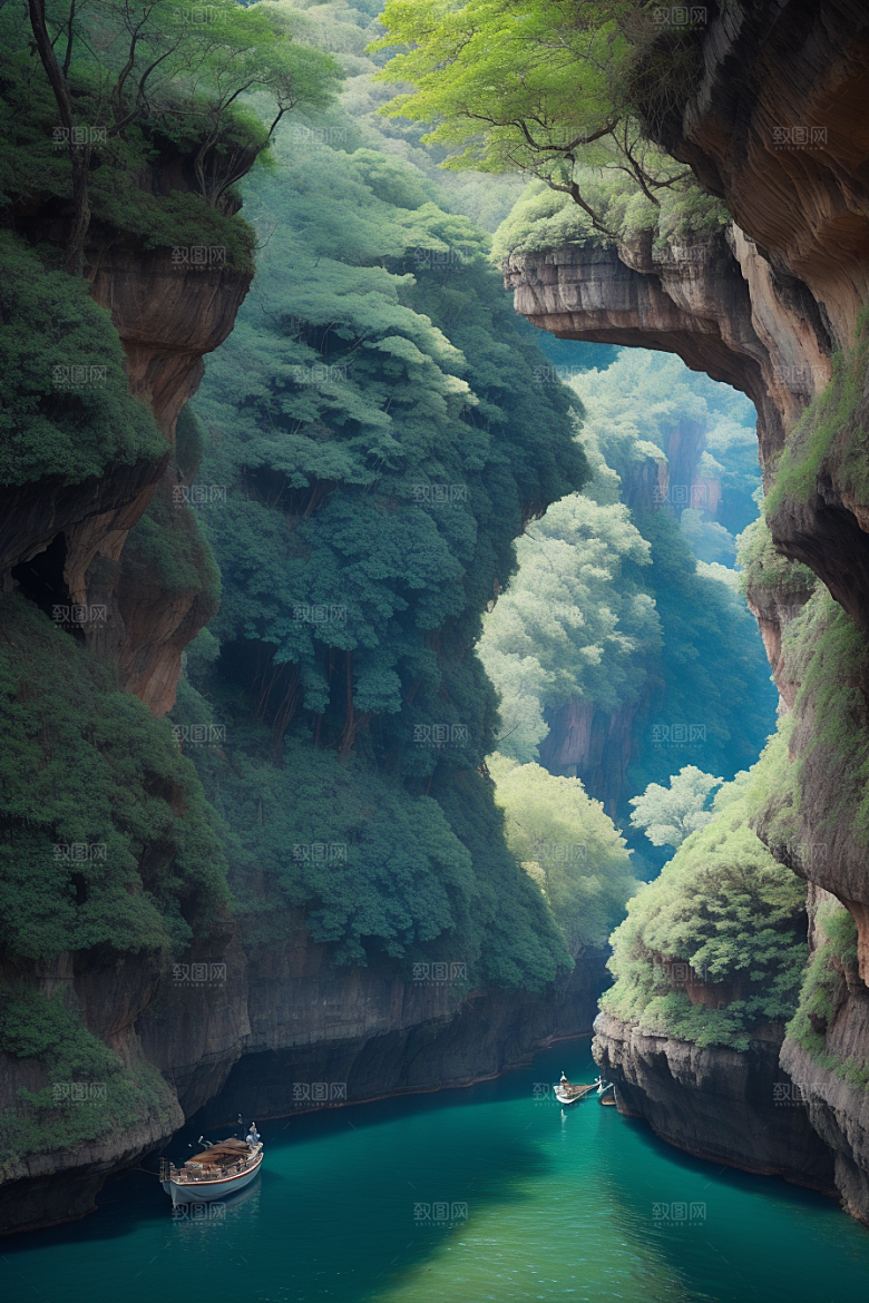 壮丽水境船只驶过的探险与宁静之旅