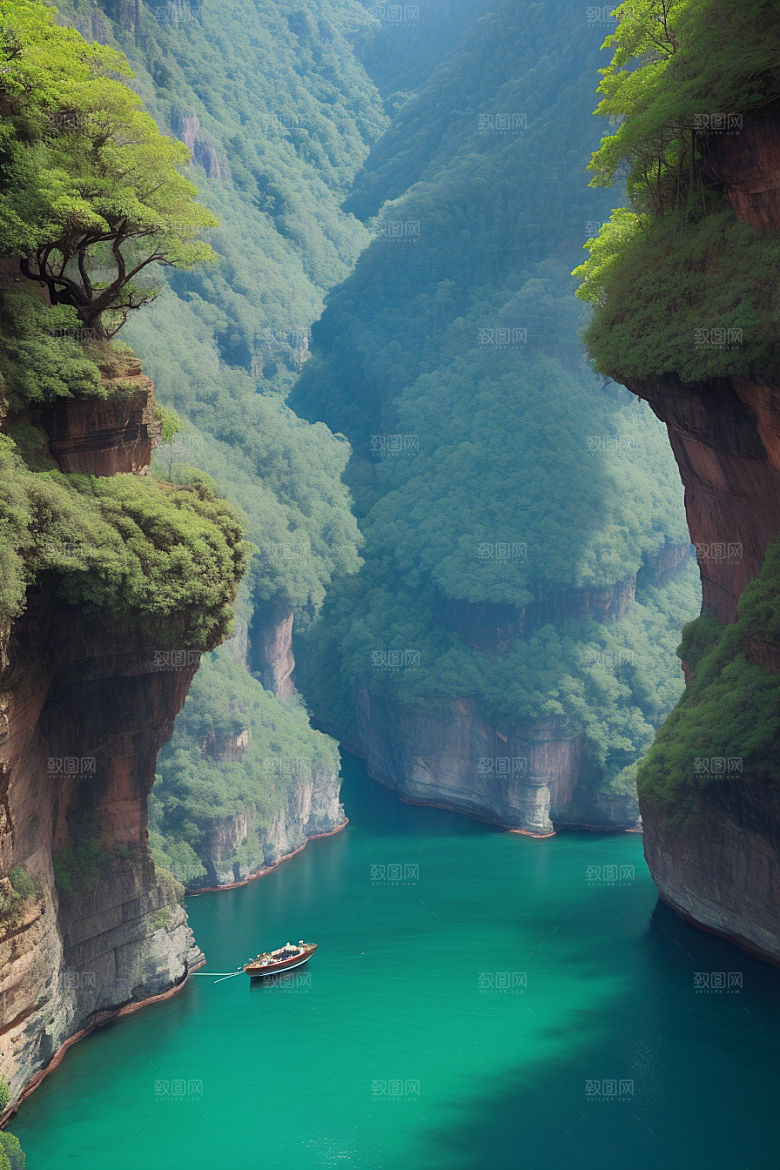 壮丽水境船只驶过的探险与宁静之旅