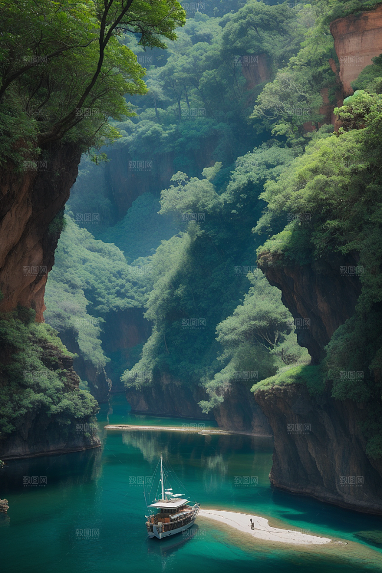 航行探险穿越壮丽峡谷的船只之旅