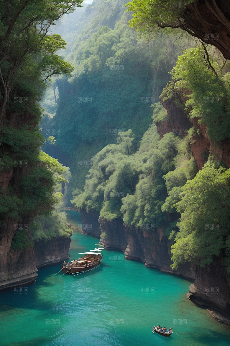 航行探险穿越壮丽峡谷的船只之旅